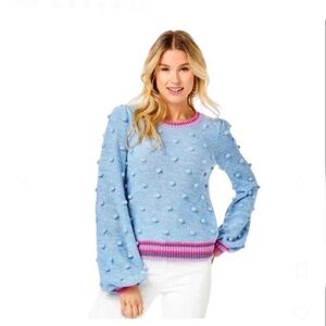 Lilly Pulitzer Verna sweater NWOT Blue w pink & purple trim. Womens small